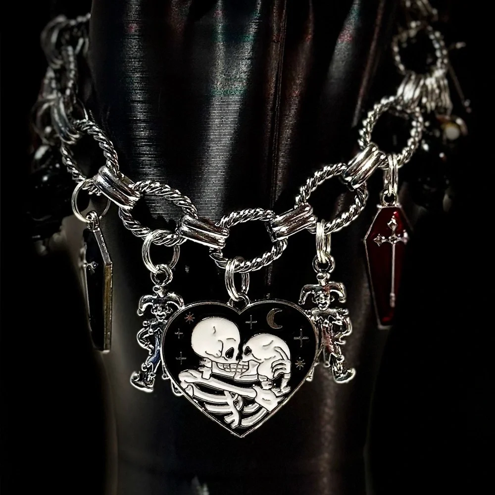 Silver Skeleton Charm Bracelet